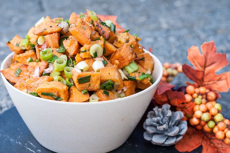 Vegan roasted sweet potato salad